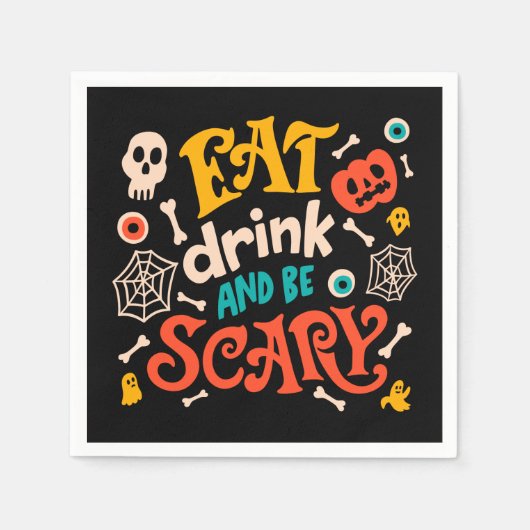 Halloween eet Drink en ben eng modern Manuscript Servet (Voorkant)