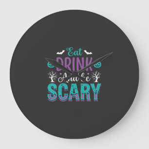 Halloween Eet, Drink En Wees Bang Ontwerp Grote Klok