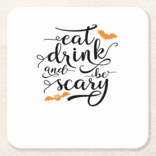 Halloween Eet, Drink En Wees Bang Retro Klassieker Kartonnen Onderzetters