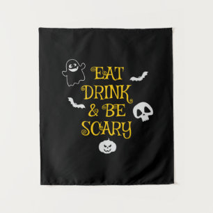 Halloween Eet, Drink en Wees Verjaardag Bang Wandkleed