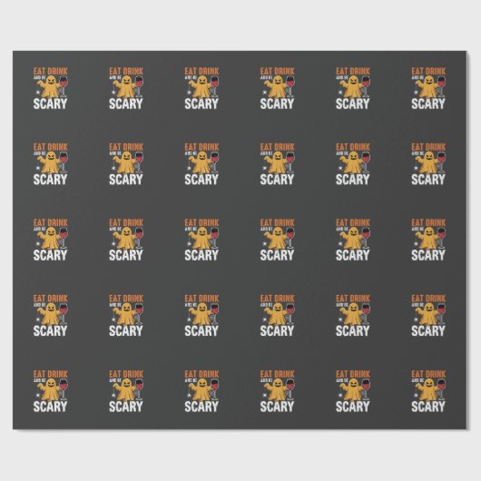 Halloween Eet Drink Wees eng Geest Design_1 Cadeaupapier (Vlak)