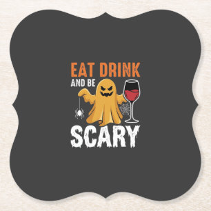 Halloween Eet Drink Wees eng Geest Design_1 Kartonnen Onderzetters