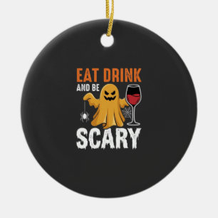 Halloween Eet Drink Wees eng Geest Design_1 Keramisch Ornament