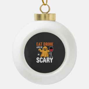 Halloween Eet Drink Wees eng Geest Design_1 Keramische Bal Ornament