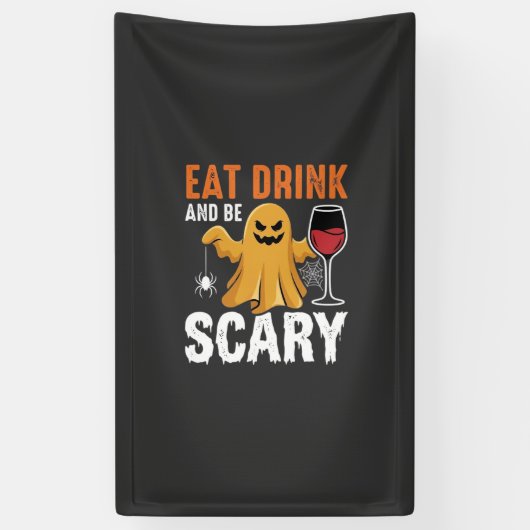 Halloween Eet Drink Wees Eng Geest Ontwerp_1 Spandoek (Verticaal)