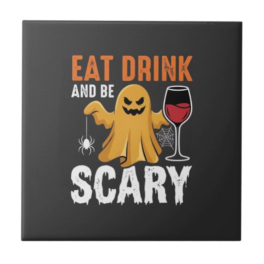 Halloween Eet Drink Wees Eng Geest Ontwerp_1 Tegeltje (Voorkant)