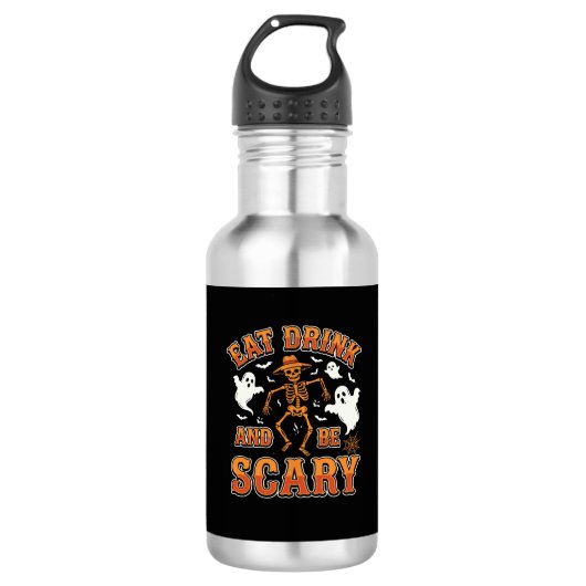 Halloween Eet Drink Wees Eng Geest Ontwerp_1 Waterfles (Voorkant)