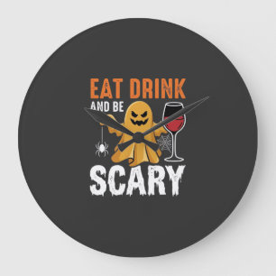 Halloween Eet Drink Wees Schattig Spook Ontwerp_1 Grote Klok