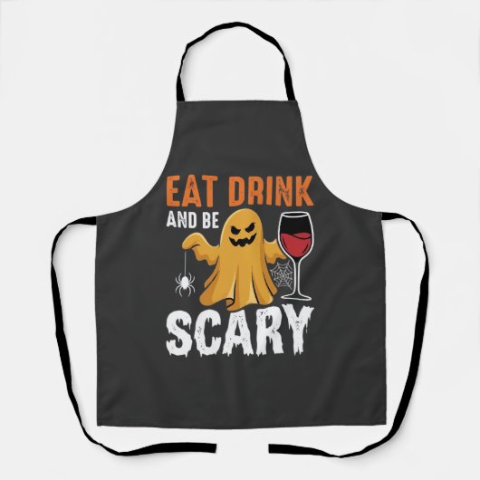 Halloween Eet Drink Wees Schattig Spook Ontwerp_1 Schort (Voorkant)