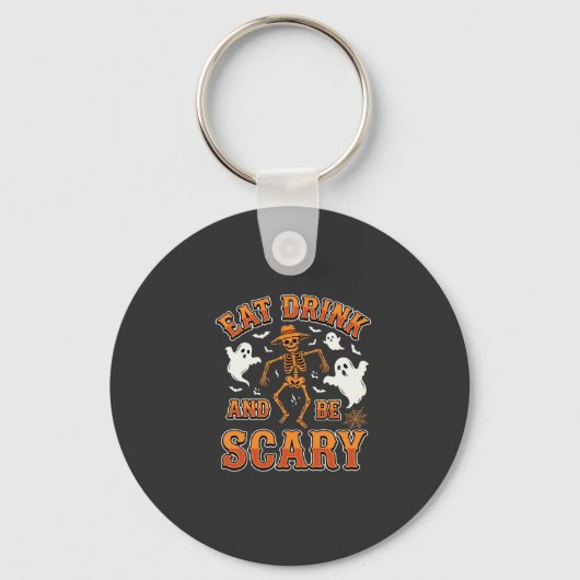 Halloween Eet Drink Wees Schattig Spookontwerp_1 Sleutelhanger (Voorkant)