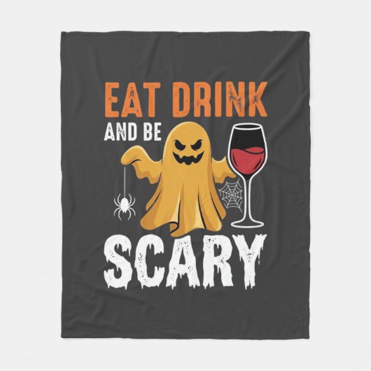 Halloween Eet Drink Wees Schrikbarend Geest Design Fleece Deken (Voorkant)