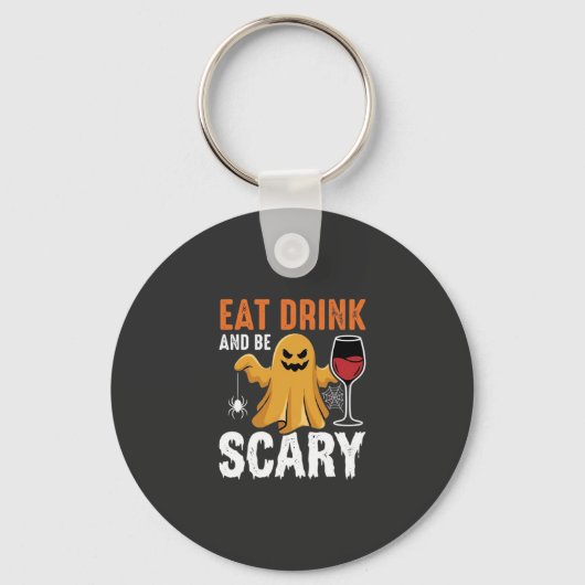 Halloween Eet Drink Wees Schrikbarend Geest Design Sleutelhanger (Voorkant)