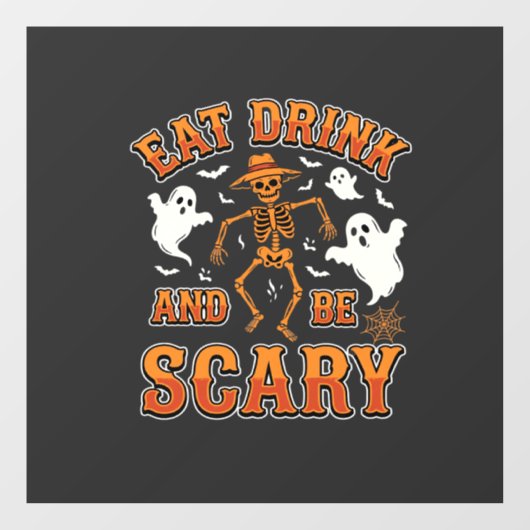 Halloween Eet Drink Wees Schrikbarend Geest Ontwer Raamsticker (Vel)