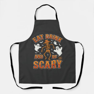 Halloween Eet Drink Wees Schrikbarend Geest Ontwer Schort