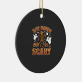 Halloween Eet Drink Wees Schrikbarend Spookontwerp Keramisch Ornament (Rechts)