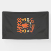 Halloween Eet Drink Wees Schrikwekkend Oogst Desig Spandoek (Horizontaal)