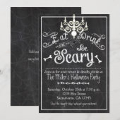 Halloween Eet Drinken Wees Bang Schoolbord Uitnodi Kaart (Voorkant / Achterkant)