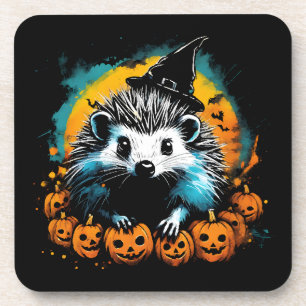 Halloween egel en pompoenen schattig bier onderzetter