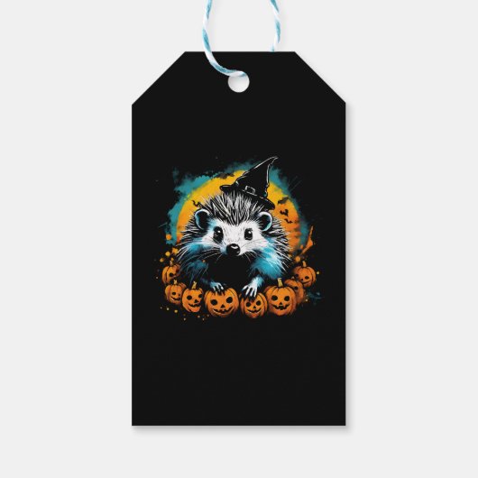 Halloween egel en pompoenen schattig cadeaulabel (Achterkant)
