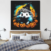Halloween egel en pompoenen schattig canvas afdruk (Insitu (Slaapkamer))