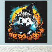 Halloween egel en pompoenen schattig canvas afdruk (Insitu (Houten vloer))
