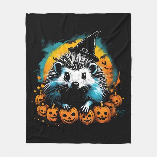 Halloween Egel en pompoenen schattig Fleece Deken (Voorkant)