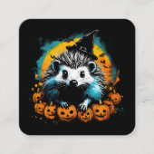 Halloween Egel en pompoenen schattig Vierkante Visitekaartje (Voorkant)