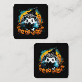 Halloween Egel en pompoenen schattig Vierkante Visitekaartje (Voorkant / Achterkant)