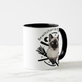 Halloween Elegance: De vliegende Siamese kat Mok (Voorkant rechts)