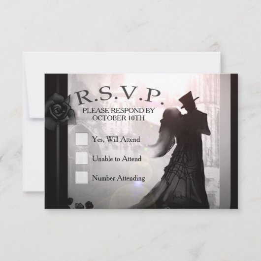 Halloween Elegant 3x5 Silhouette RSVP-kaart RSVP Kaartje (Voorkant)