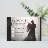 Halloween Elegant 3x5 Silhouette RSVP-kaart RSVP Kaartje (Staand voorkant)