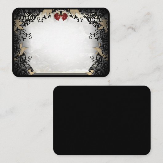 Halloween Elegant Black Roos BLANK Place Cards Informatiekaartje (Voorkant / Achterkant)