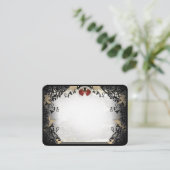 Halloween Elegant Black Roos BLANK Place Cards Informatiekaartje (Staand voorkant)