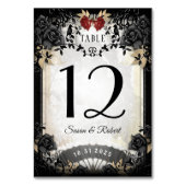 Halloween Elegant Black Roos Table Number Card Kaart (Achterkant)