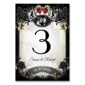 Halloween Elegant Black Roos Table Number Card Kaart (Voorkant)