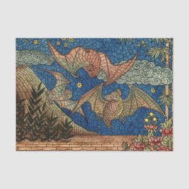 Halloween Elegant Blue Gold Mosaic Bat Beauful Tissuepapier