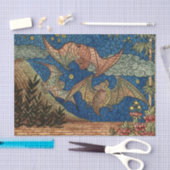 Halloween Elegant Blue Gold Mosaic Bat Beauful Tissuepapier (Craft)