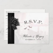 Halloween Elegant Gothic Black MENU Matching RSVP (Voorkant / Achterkant)