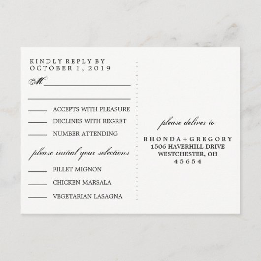 Halloween Elegant Gothic Black MENU Matching RSVP (Achterkant)