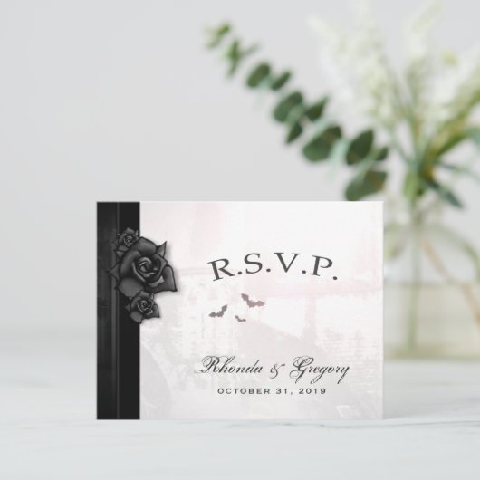 Halloween Elegant Gothic Zwart MENU Bijpassend RSV (Staand voorkant)