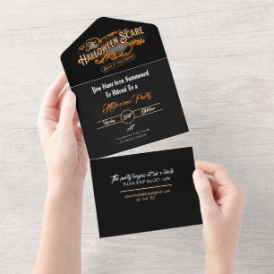 Halloween Elegant Invitation Kaart met RSVP