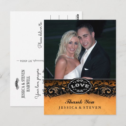 Halloween Elegant Lace LOVE Foto Dank u kaart (Voorkant / Achterkant)