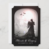 Halloween Elegant Love Silhouette Wedding Invite Kaart (Voorkant)