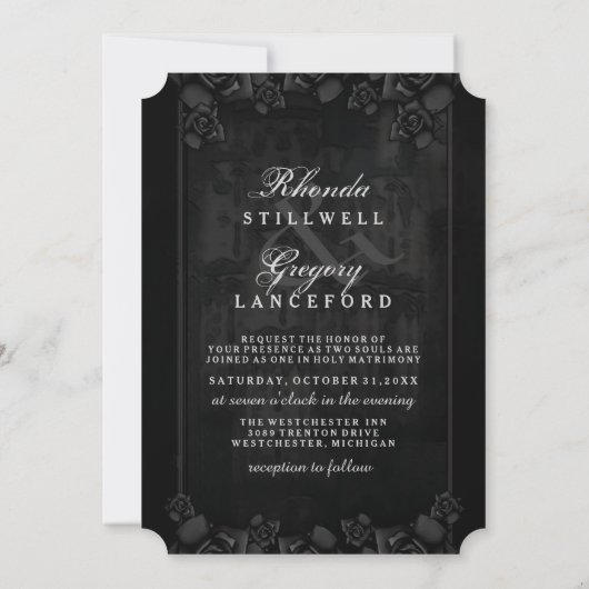 Halloween Elegant Love Silhouette Wedding Invite Kaart (Achterkant)