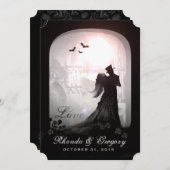Halloween Elegant Love Silhouette Wedding Invite Kaart (Voorkant / Achterkant)