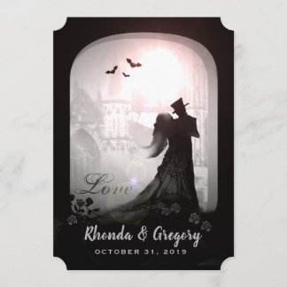 Halloween Elegant Love Silhouette Wedding Invite Kaart