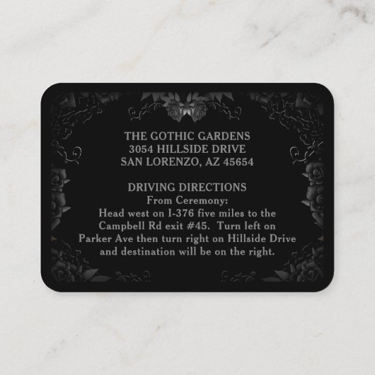 Halloween Elegant Roos Reception Cards 3.5 x 2.5 Informatiekaartje (Achterkant)