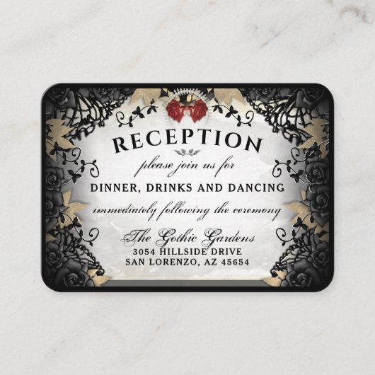 Halloween Elegant Roos Reception Cards 3.5 x 2.5 Informatiekaartje (Voorkant)