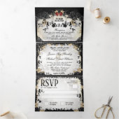 Halloween Elegant Roos "Samen met" NON-MENU Drieluik Uitnodiging (Binnen)