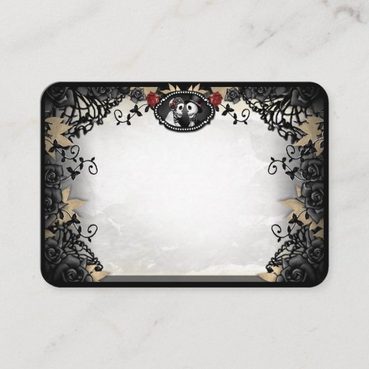 Halloween Elegant Skeletons Roos BLANK Place Cards Informatiekaartje (Voorkant)